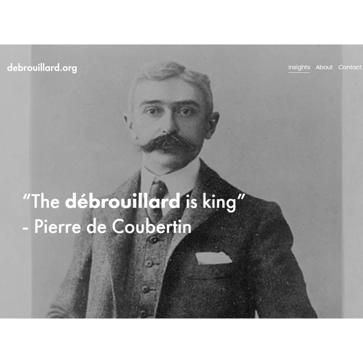 Black and white photo of Pierre de Coubertin, founder of the modern Olympic Games.